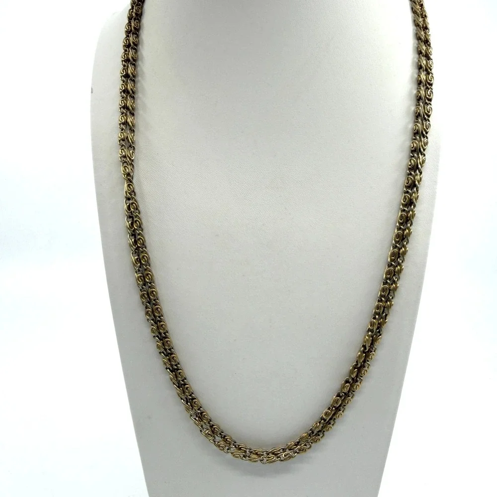 Y2K Gold Tone Spiral Link Chain Necklace Boho Layering Statement Piece Classic